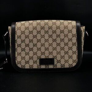 Gucci Tan and Black Monogram Shoulder Bag